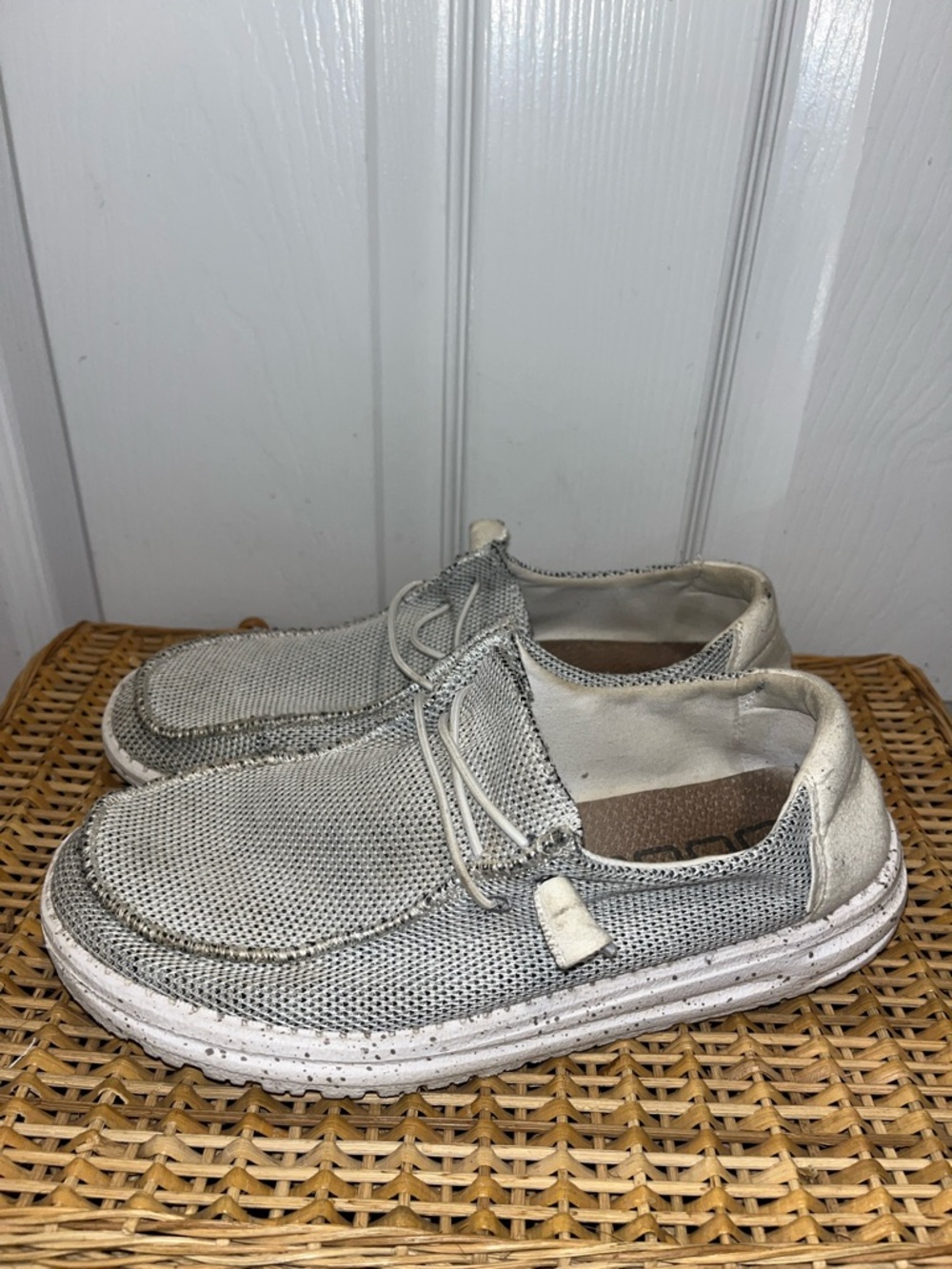 HEY DUDE Wendy Sox slip on shoe in Stone White